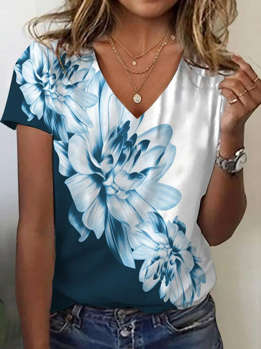 Elegant Short Sleeve V-Neck Top