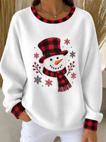 Casual Plaid Crew Neck Long Sleeve Sweatshirt