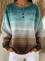 Casual Ombre Henley Collar Long Sleeve Sweatshirt