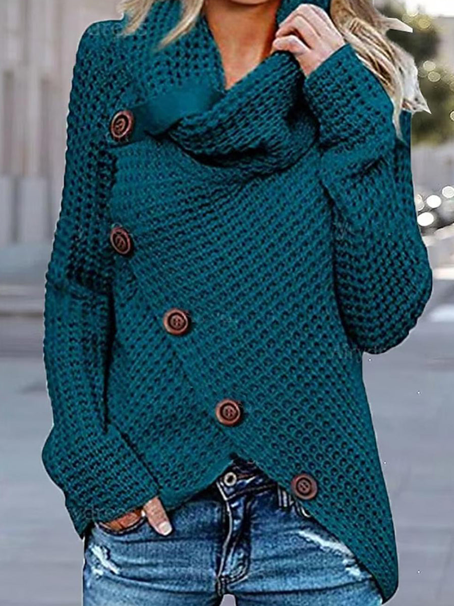 Solid Color Turtleneck Casual Long Sleeve Regular Fit Sweater