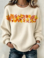 Casual Maple Leaf Crew Neck Long Sleeve Sweatshirt