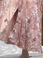 Women's Floral Printed Graphic Straight Fashion Split Button Maxi High Waist Skirt