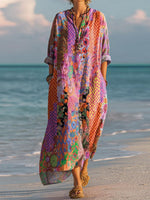 Elegant V-Neck Long Sleeve Maxi Dress
