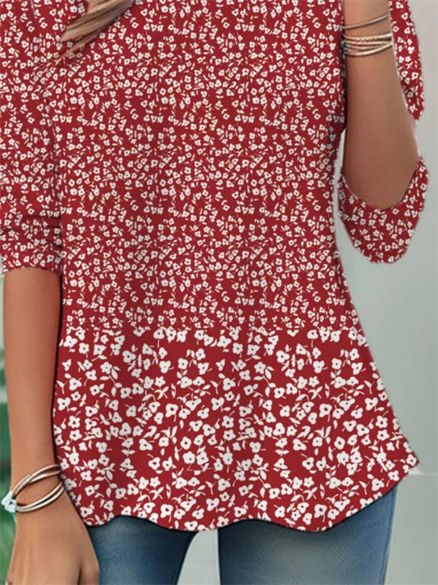 Floral Print Crew Neck Long Sleeve T-shirt