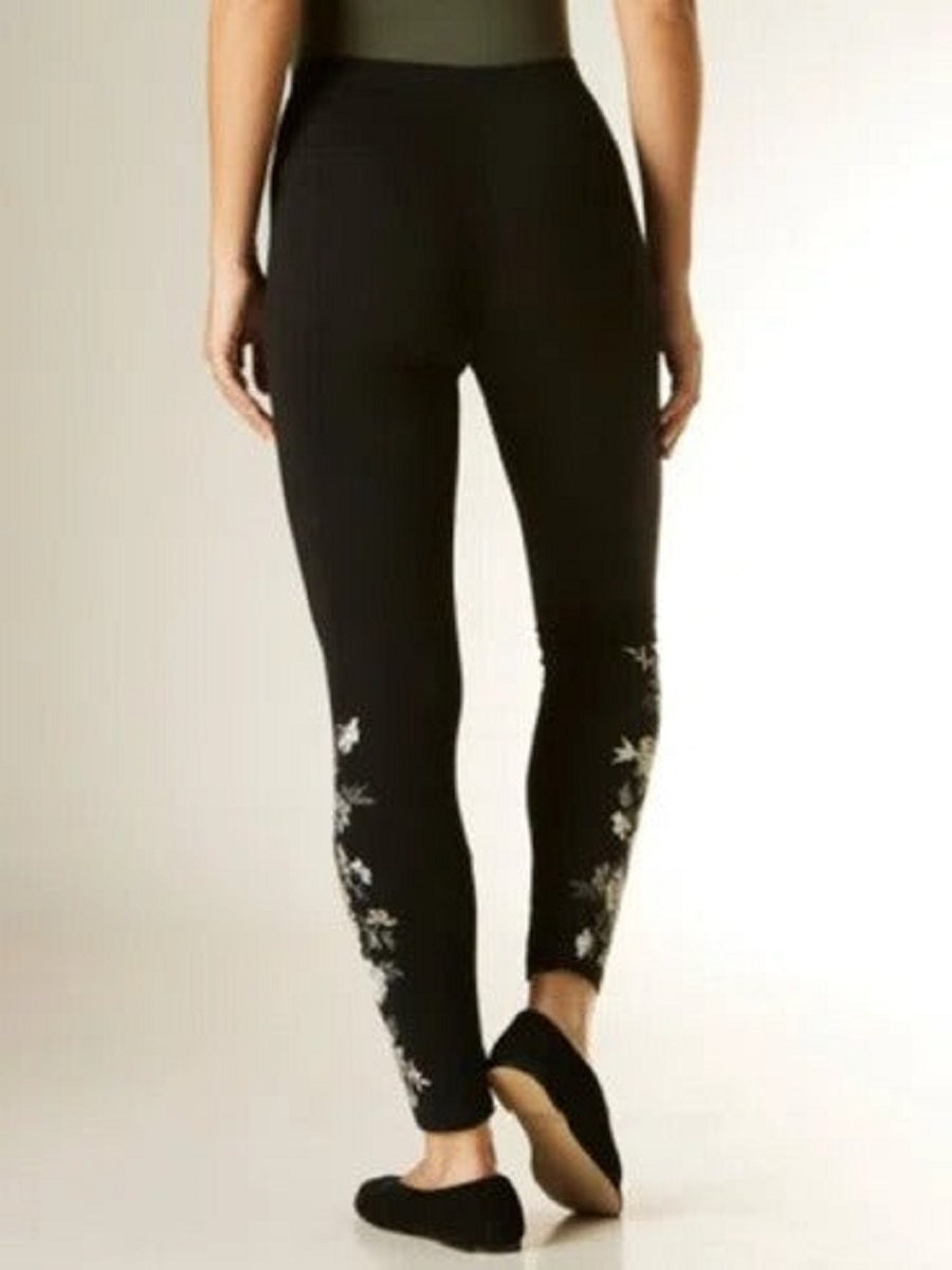 Black Casual Floral Printed Leggings
