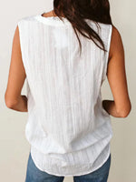 Butterflies Floral Print V-neck Sleeveless White Tank Top