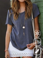 Casual Plain Loose Jersey Short Sleeve T-Shirt