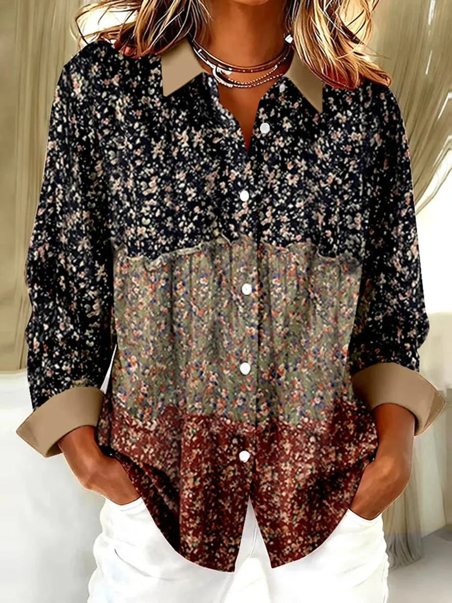 Chic Floral Print Long Sleeve Shirt