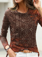 Multi Casual Round Neck Boho Long Sleeve Sweatshirts