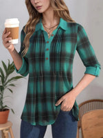 Vintage Plaid Long Sleeve Blouse