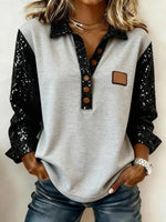 Comfy Grey Color Block Long Sleeve Top