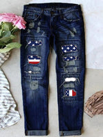 Stretch Ripped Frayed Raw Hem Distressed Jeans