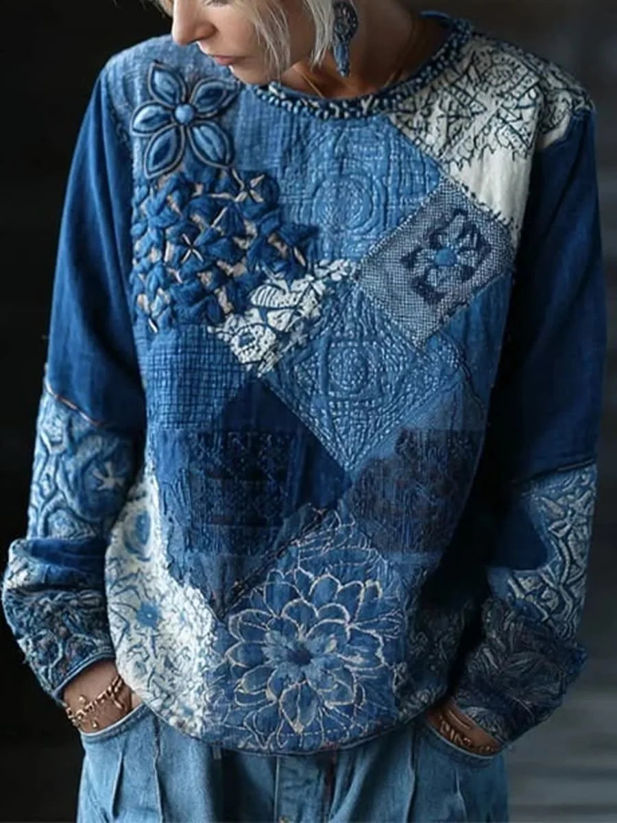 Casual Abstract Crew Neck Long Sleeve Sweatshirt