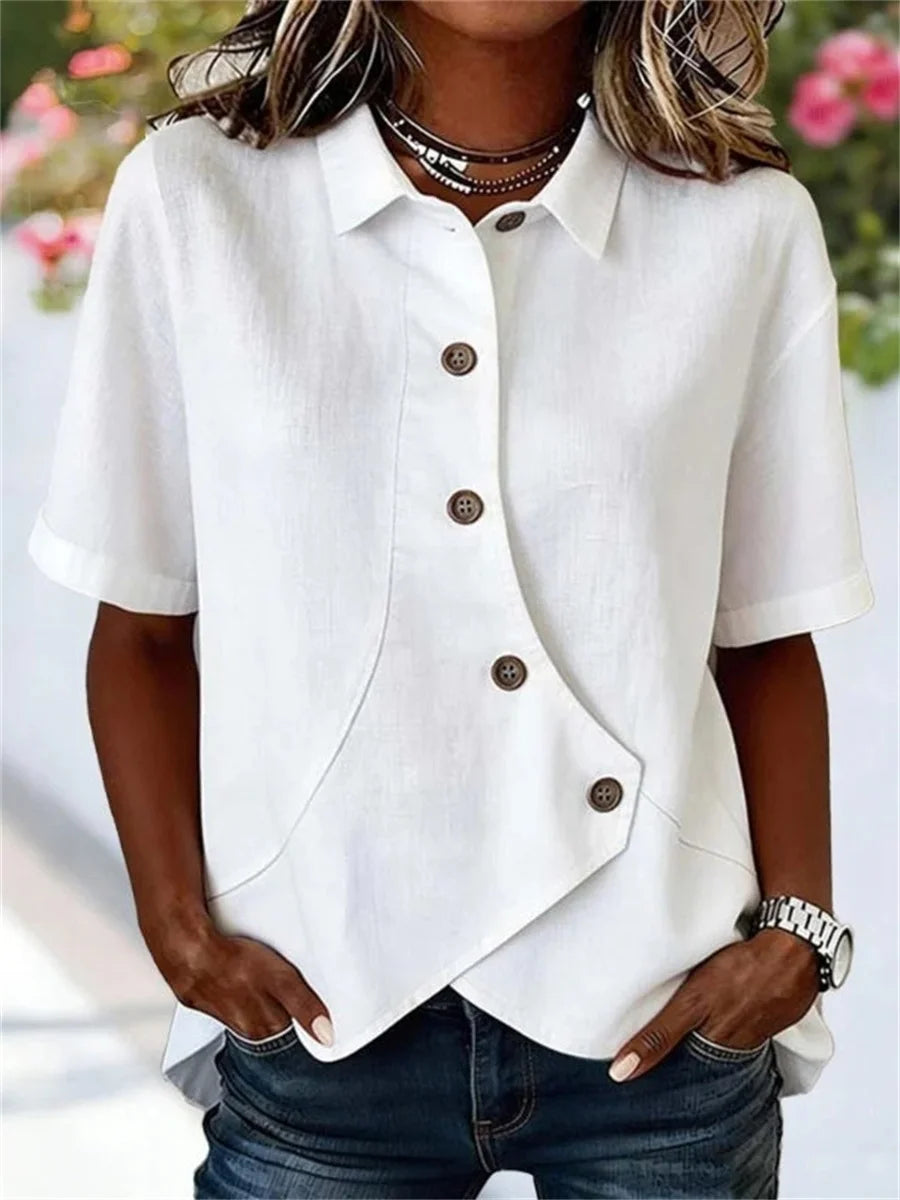 Casual Solid Colour Short Sleeve Blouse