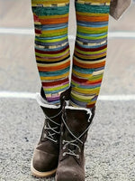Casual Abstract Stripes Long Leggings