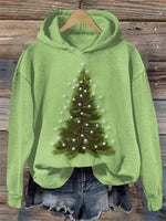 Green Christmas Tree Print Long Sleeve Hoodie