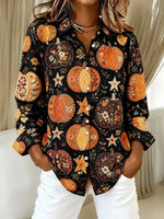 Casual Shirt Collar Long Sleeve Top