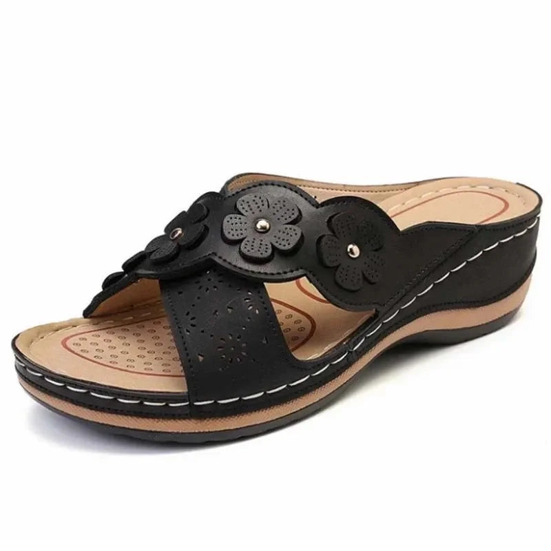 Womens Floral Wedge Sandals