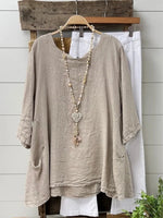 Plain Cotton Loose Casual Half Sleeve Shirt
