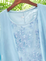 Elegant Lace Solid Two-Piece Midi Dress