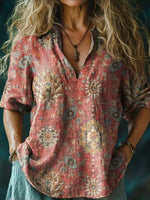 Vintage Ethnic Print Blouse