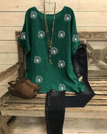 Summer Printed Short Sleeve Round Neck Loose Blouse