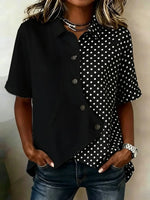 Black Polka Dot Short Sleeve Blouse