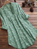 Floral Print Casual Stand Collar Long Sleeve Blouse