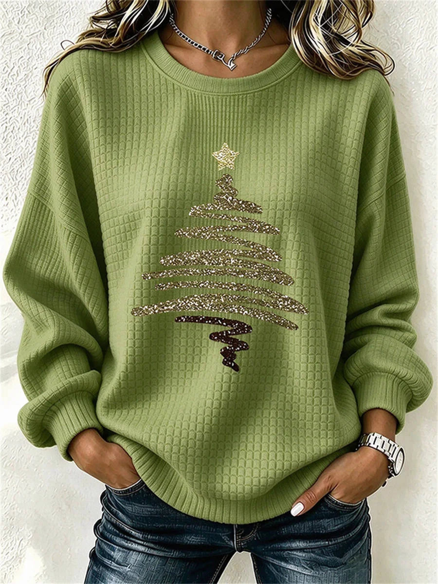 Casual Christmas Crew Neck Long Sleeve Sweatshirt