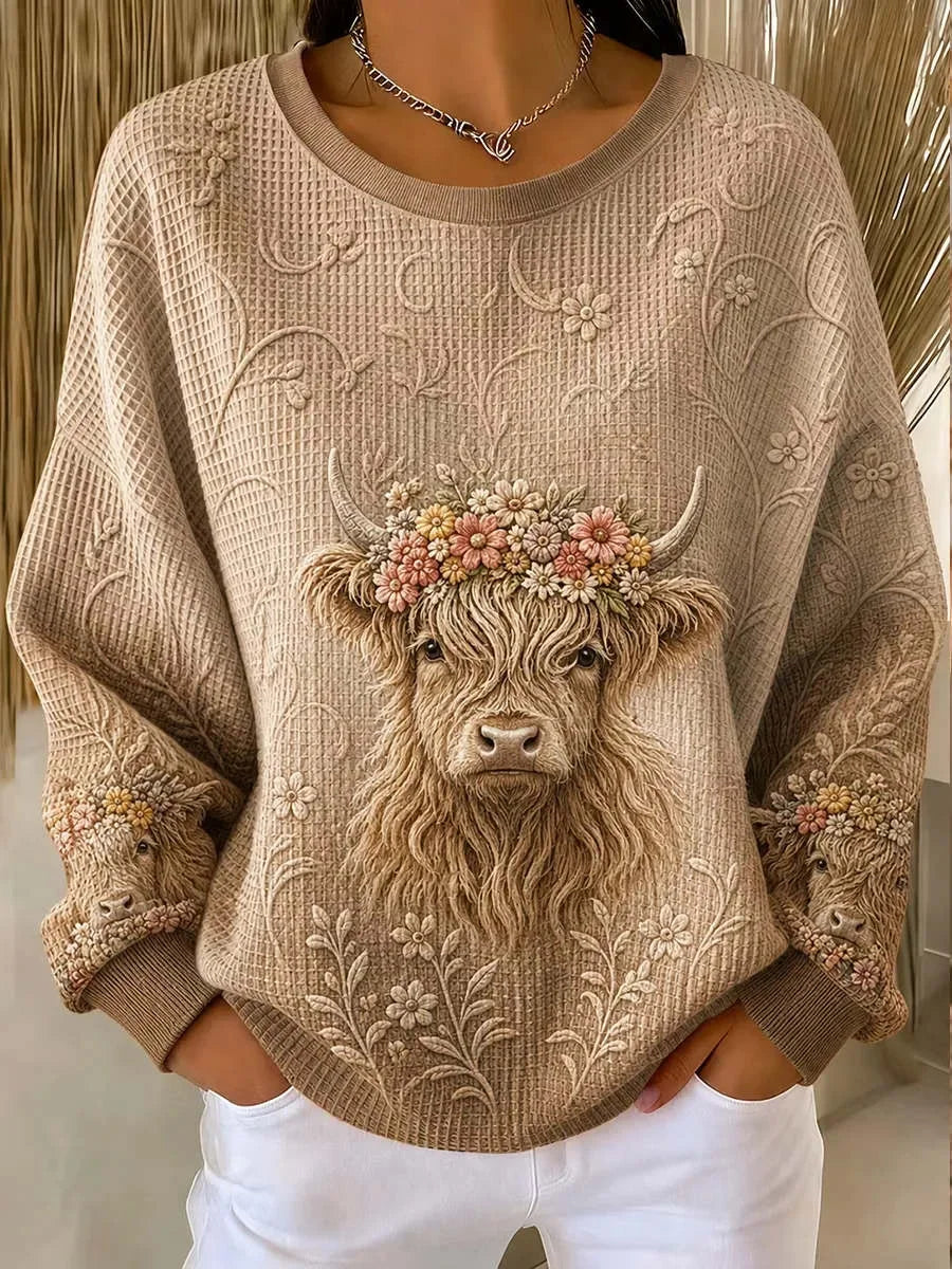 Casual Floral Crew Neck Long Sleeve Sweatshirt