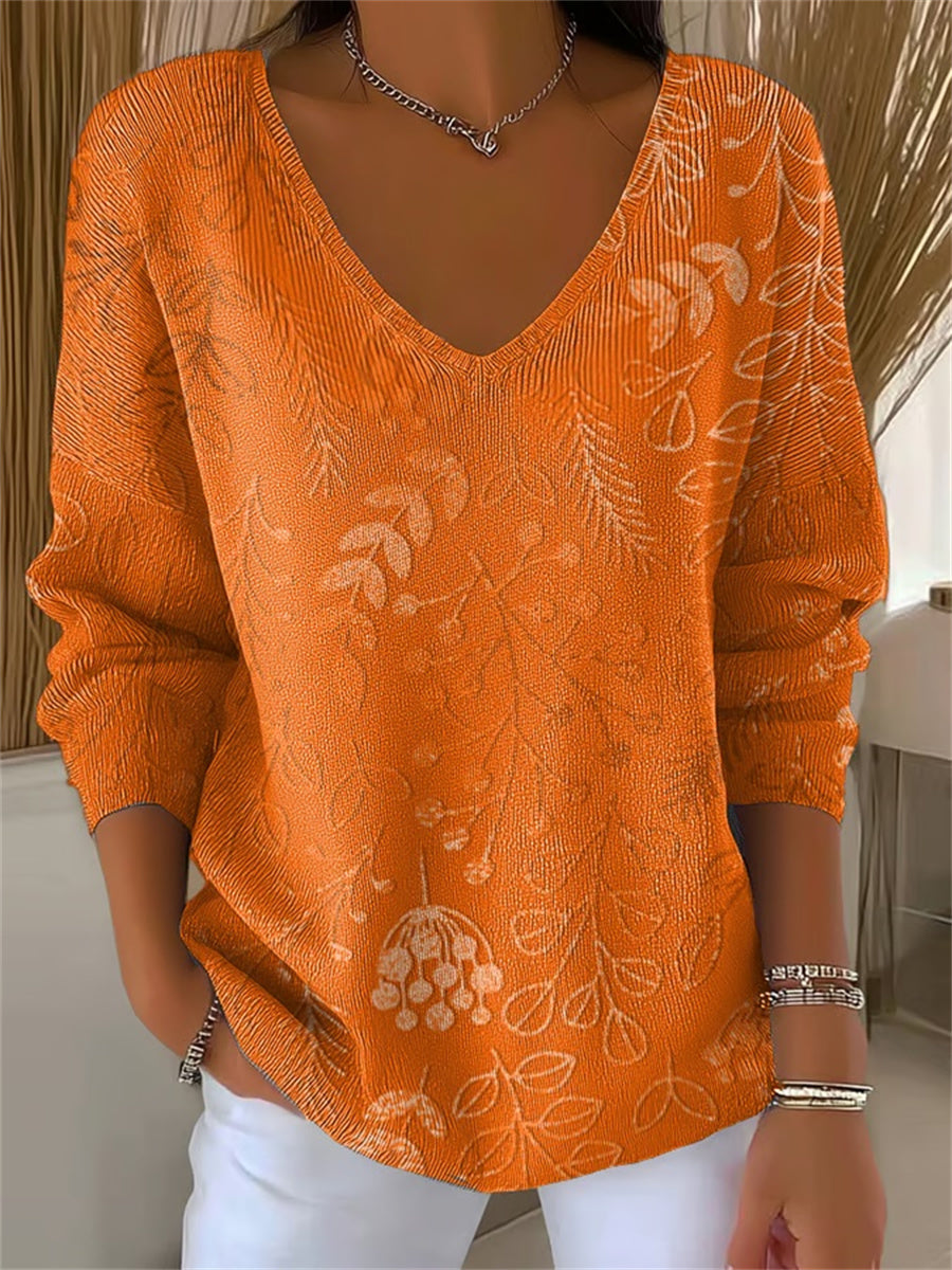 Women's Casual Autumn V-neck Long Sleeve T-Shirt