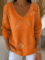Women's Casual Autumn V-neck Long Sleeve T-Shirt