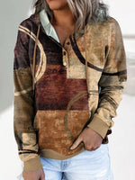 Multicolor Casual Geometric Printed Long Sleeve Hoodie