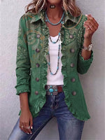 Bohemian Paisley Print Ruffled Long Sleeve Jacket