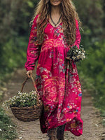 Vintage Floral Print Dress
