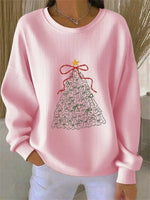 Casual Christmas Tree Crew Neck Long Sleeve Sweatshirt