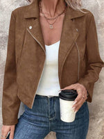 Brown Long Sleeve Plain Outerwear