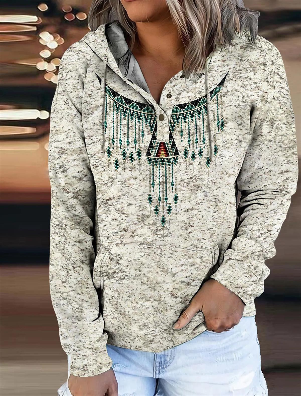 Green Casual Hooded Printed Long Sleeve Hoodie