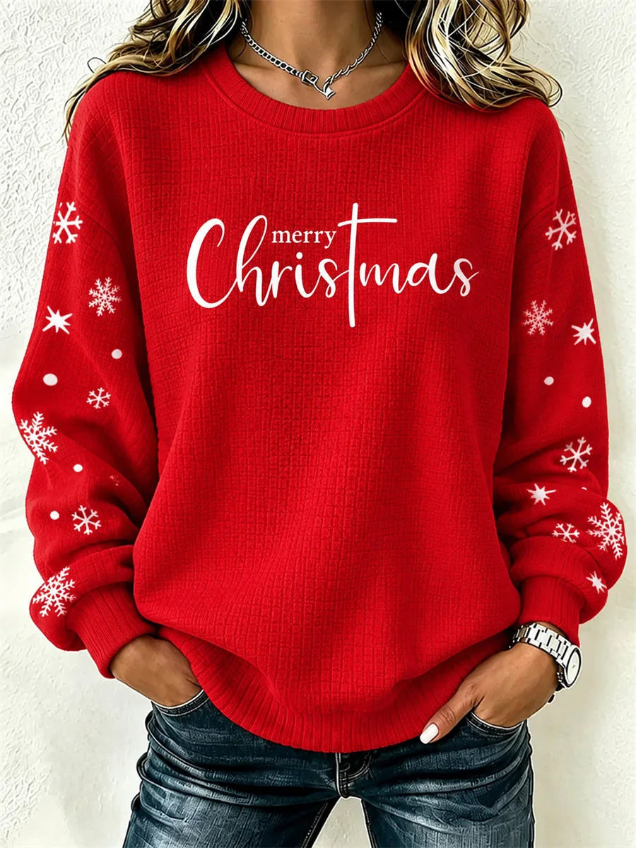 Casual Christmas Crew Neck Long Sleeve Sweatshirt