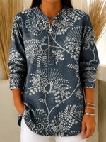 Women's Vintage Floral Pattern Art Print Casual Shirt