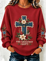 Casual Text Letters Crew Neck Long Sleeve Sweatshirt