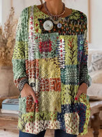 Vintage Casual Round Neck Long Sleeve Blouse