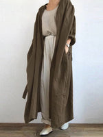 Solid Color Pocketed Long Trench Coat