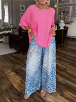 Leopard Print Casual Wide-Leg Pants