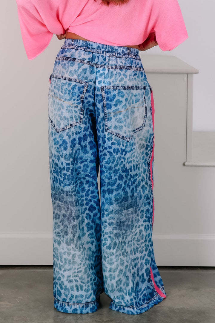 Leopard Print Casual Wide-Leg Pants