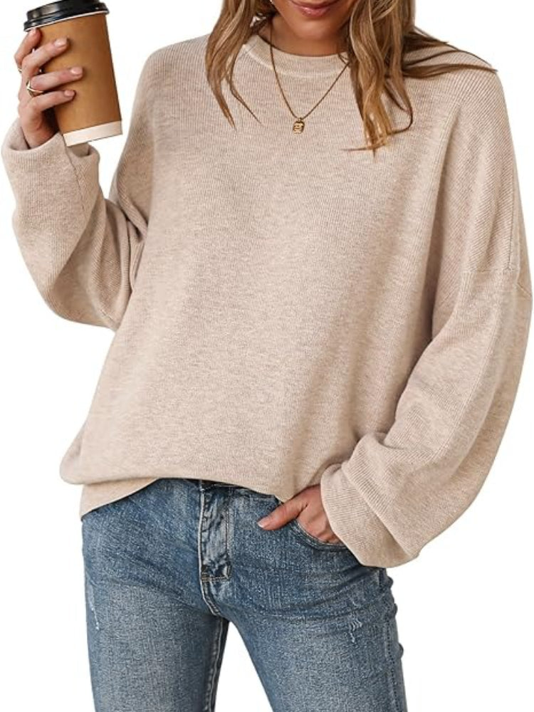 Women's Drop Shoulder Long Sleeve Fall Knit Pullover