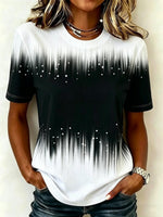 Casual Gradient Pattern Crew Neck Short Sleeve T-shirt