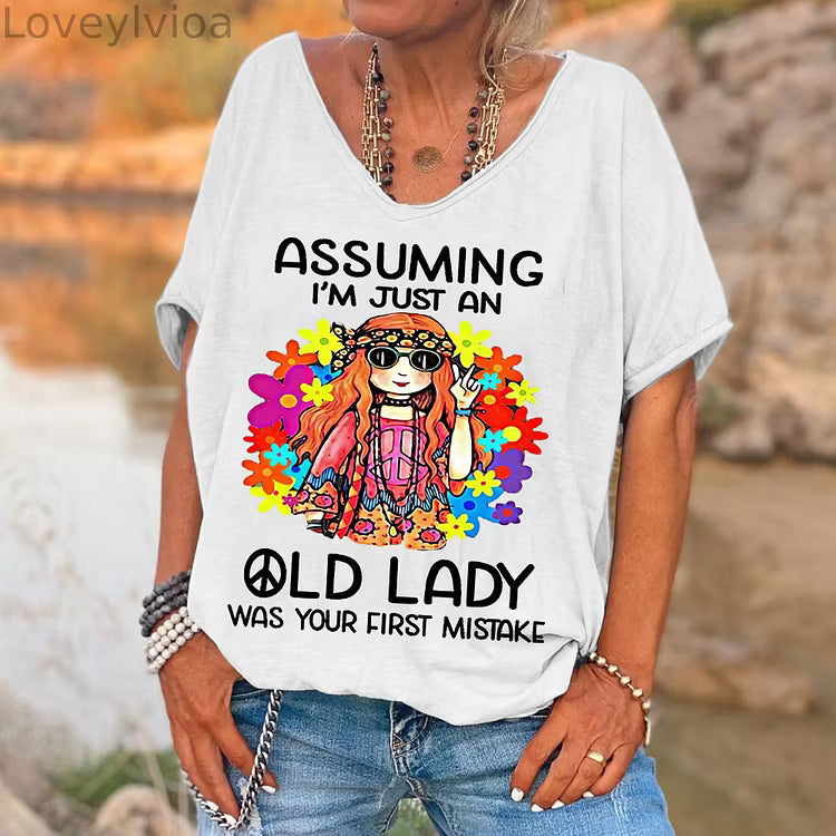 Women Hippie Graphic V Neck Short Sleeve Funny Letter Casual T Shirt -48% Women Hippie Graphic V Neck Short Sleeve Funny Letter Casual T Shirt