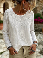 Casual Floral Simple Crew Neck Long Sleeve T-shirt