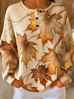 Casual Maple Leaf Crew Neck Sweatshirt